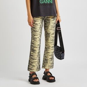 Ganni Yellow Zebra-Print Jeans. Sz 28.